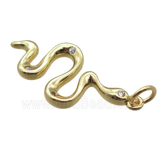 copper snake pendant paved zircon, gold plated