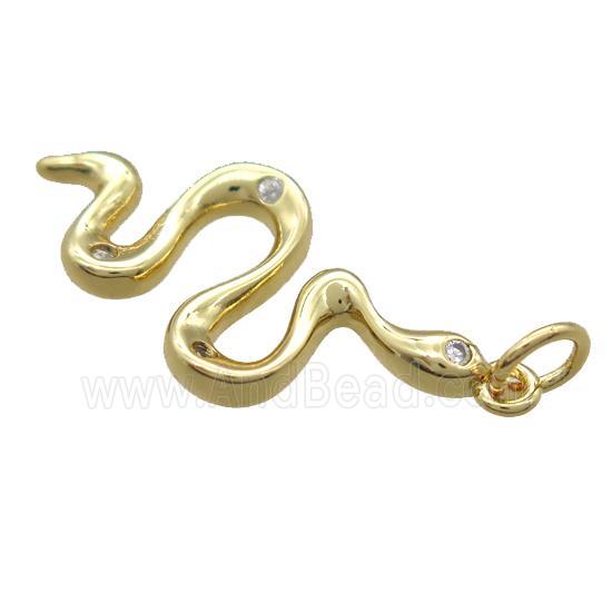copper snake pendant paved zircon, gold plated