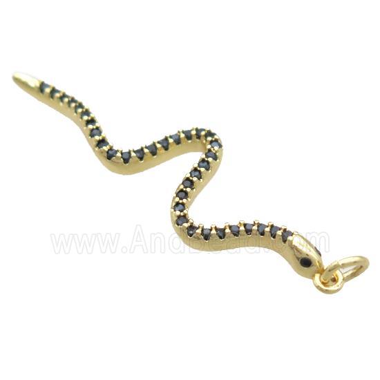 copper snake pendant paved zircon, gold plated