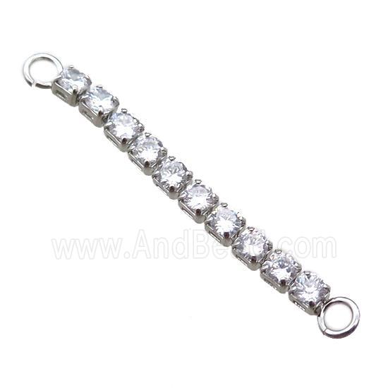 copper stick connector paved zircon, platinium plated