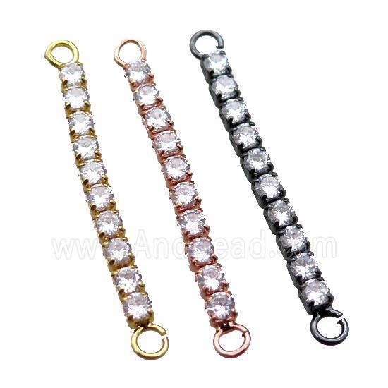copper stick connector paved zircon, mixed color