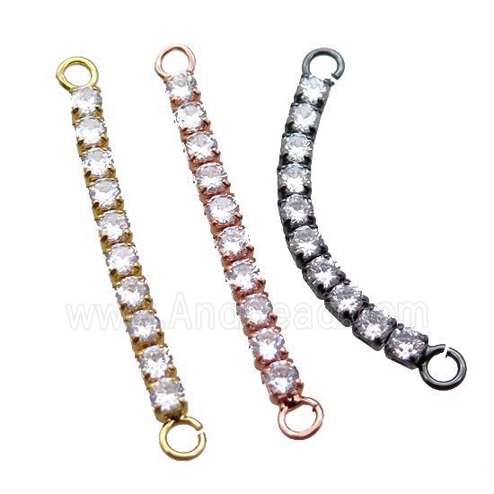 copper stick connector paved zircon, mixed color