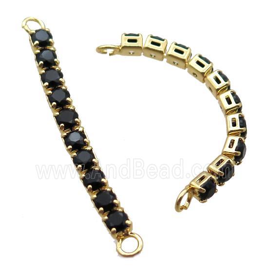 copper stick connector paved zircon, gold plated