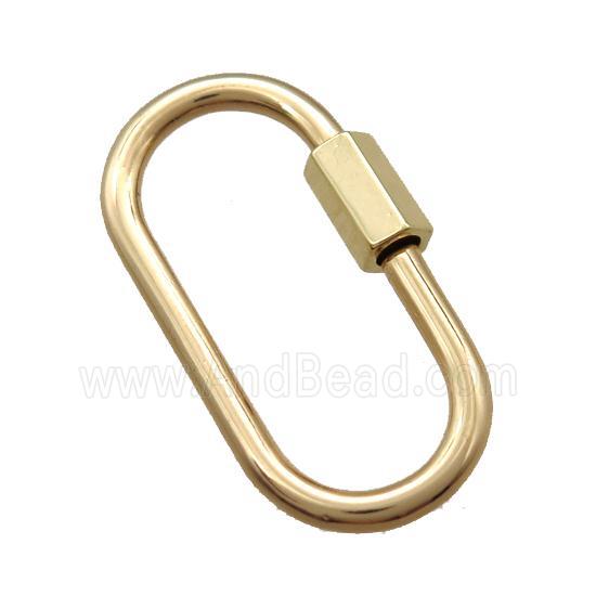 copper carabiner lock pendant, screw, gold plated