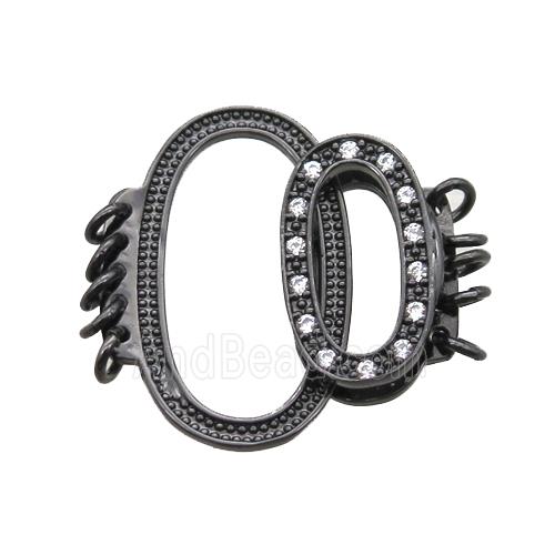 copper clasp pave zircon, black plated