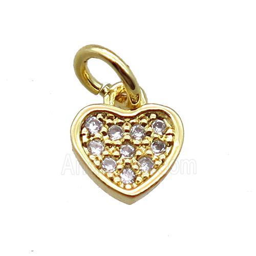 copper heart pendant paved zircon, gold plated