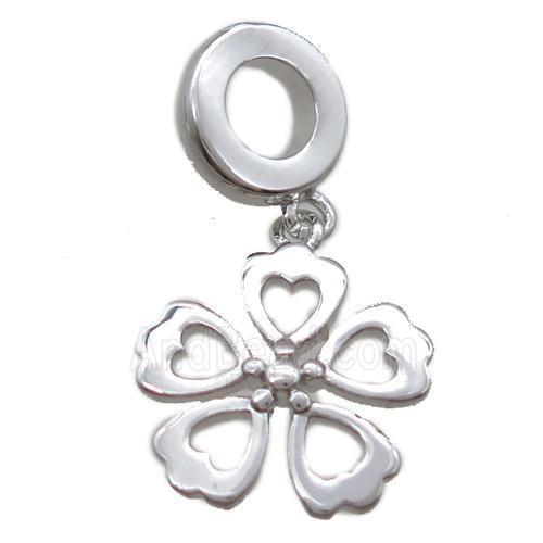 copper clover pendant, platinum plated