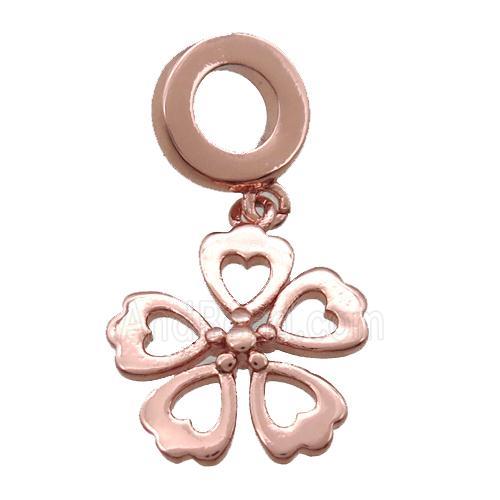 copper clover pendant, rose gold