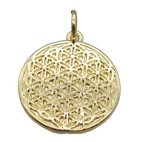 copper circle pendant, gold plated