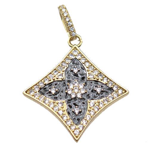 copper star pendant paved zircon, gold plated