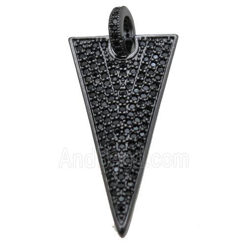 copper triangle pendant paved zircon, black plated