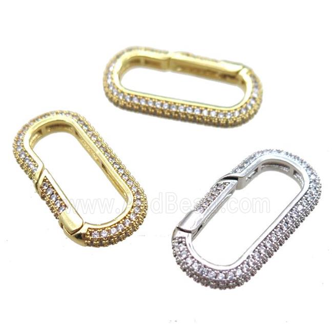 copper carabiner lock pendant pave zircon, mixed color