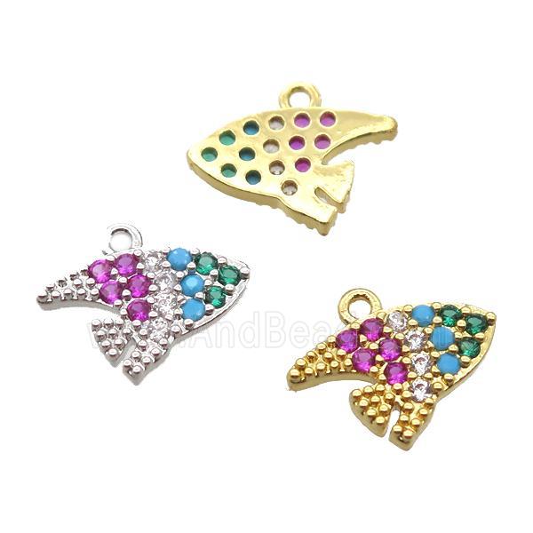 copper fish pendant pave zircon, mixed