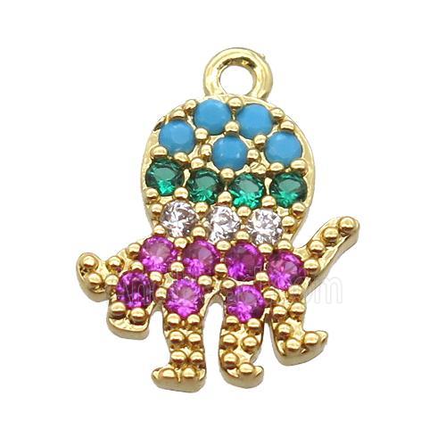 copper kid pendant pave zircon, gold plated
