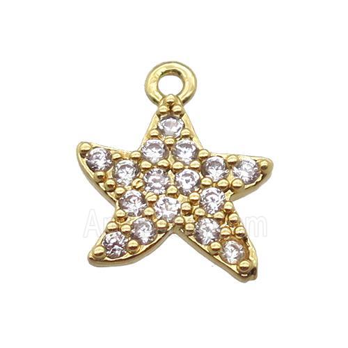 copper star pendant pave zircon, gold plated