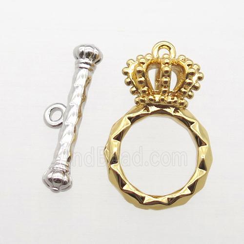 copper crown Toggle Clasp, gold plated