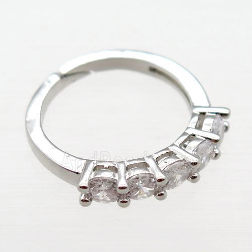 copper Rings pave zircon, Resizable, platinum plated