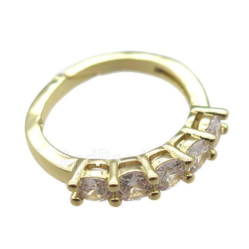 copper Rings pave zircon, Resizable, gold plated