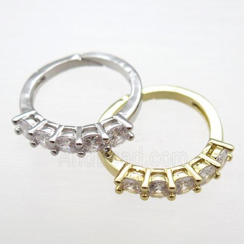 copper Rings pave zircon, Resizable, mixed