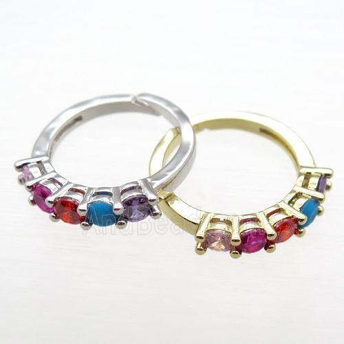 copper Rings pave zircon, Resizable, mixed