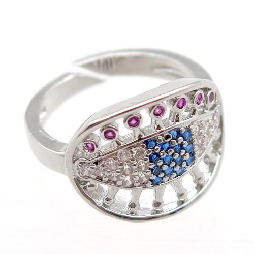 copper Rings pave zircon, Resizable, platinum plated