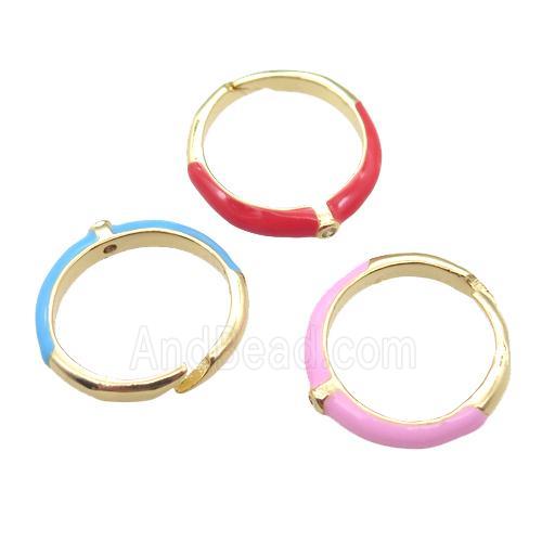 copper Rings with Enameling, mixed, Resizable, gold plated