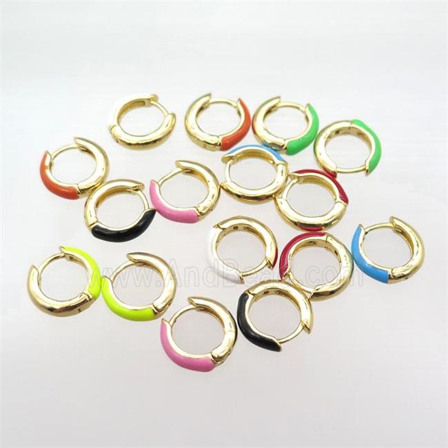 copper hoop earring with Enameling, mixed, gold plated