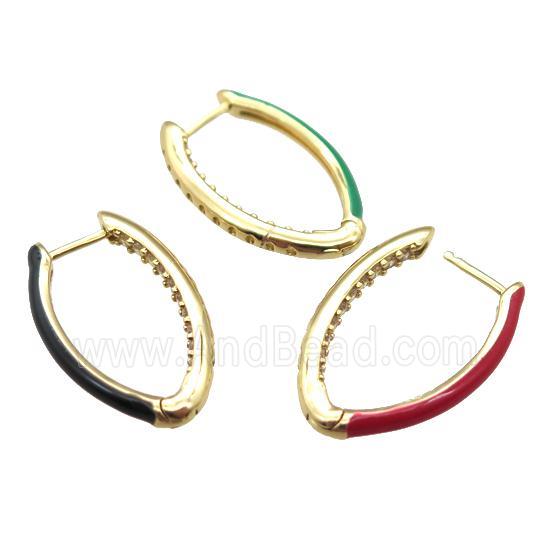 copper Latchback Earrings with Enameling, mixed, gold plated
