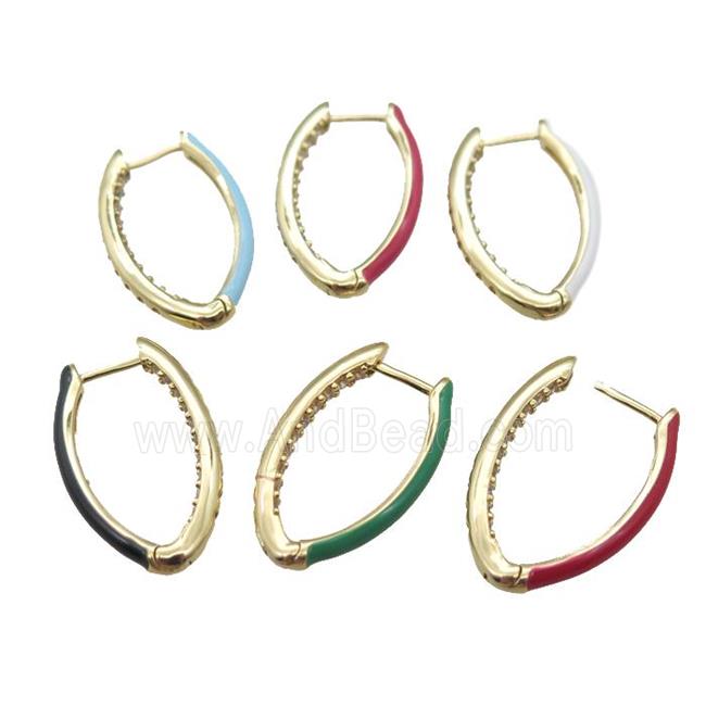 copper Latchback Earrings with Enameling, mixed, gold plated