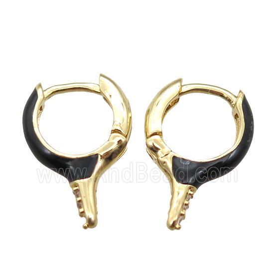 copper hoop Earrings with black Enameling, gold plated