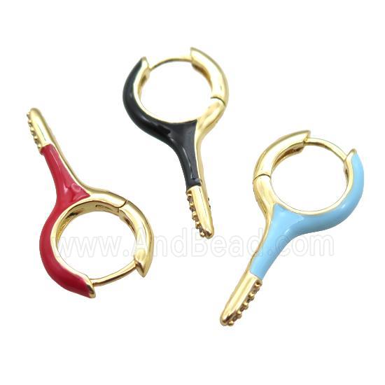 copper hoop Earrings with Enameling, mixed, gold plated