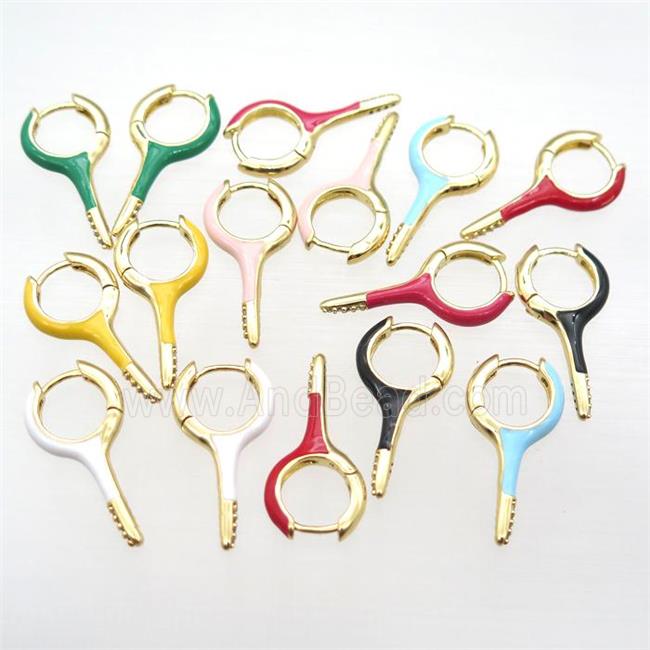 copper hoop Earrings with Enameling, mixed, gold plated