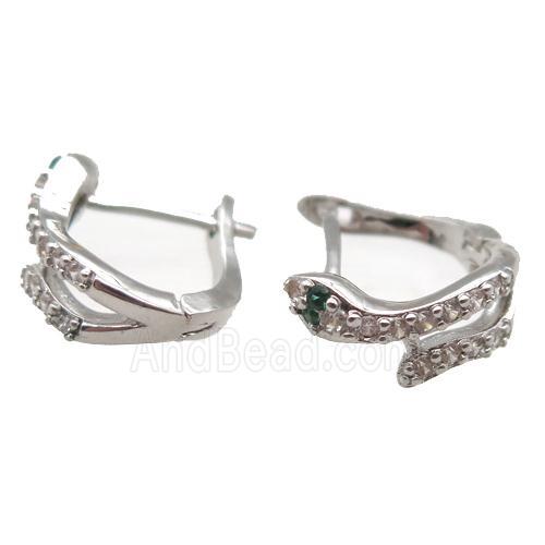 copper Latchback Earrings, platinum plated