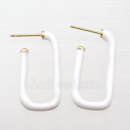 copper stud Earrings with white Enameling, gold plated