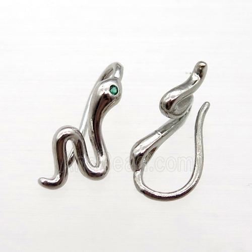 copper hook Earrings pave zircon, platinum plated