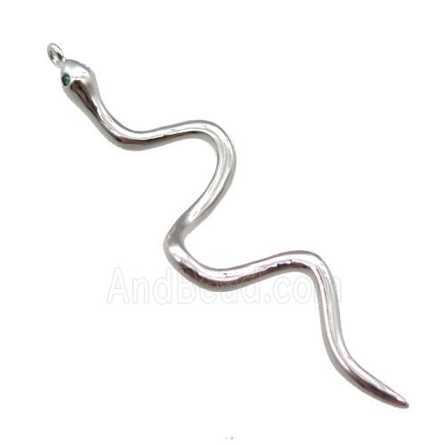 copper snake pendant, platinum plated
