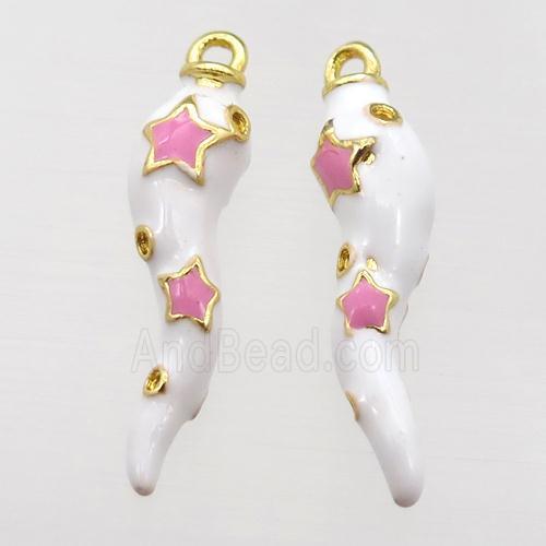 copper capsicum pendant with white Enameling, gold plated