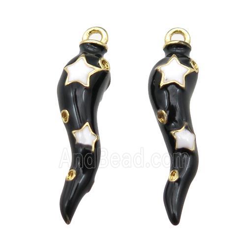 copper capsicum pendant with black Enameling, gold plated