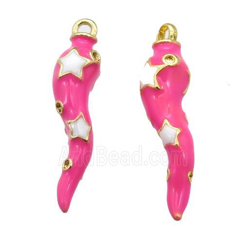 copper capsicum pendant with pink Enameling, gold plated