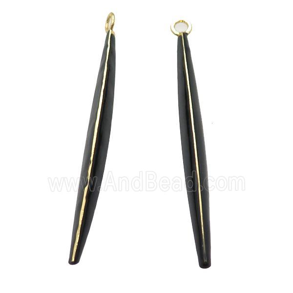 copper stick pendant with black Enameling, gold plated