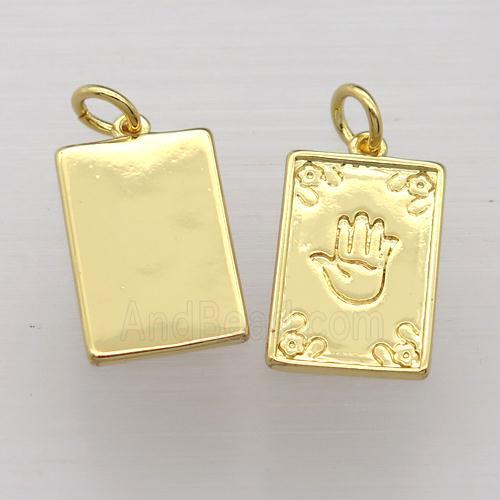 copper rectangle pendant, gold plated
