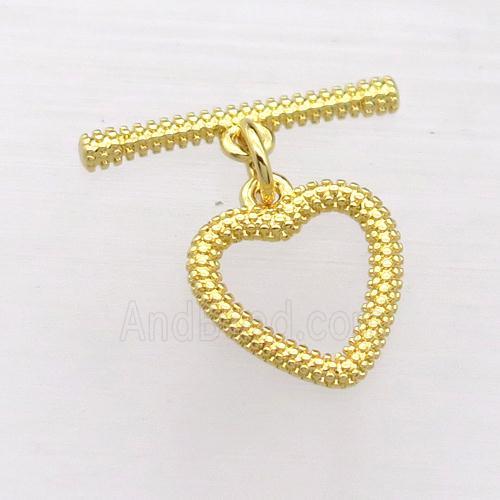 copper toggle clasp, heart, gold plated