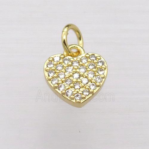 copper heart pendant pave zircon, gold plated