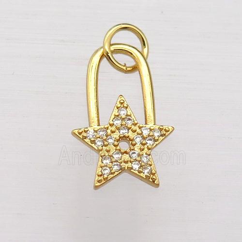 copper star pendant pave zircon, gold plated