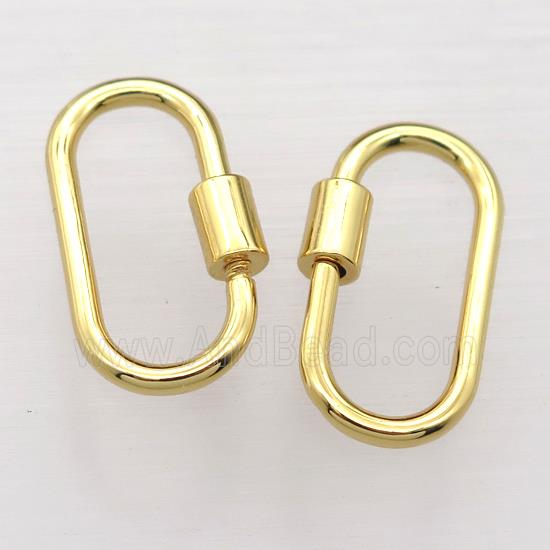 copper Carabiner Lock pendant, gold plated