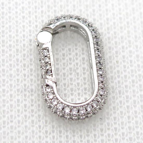 copper Carabiner Lock pendant pave zircon, platinum plated