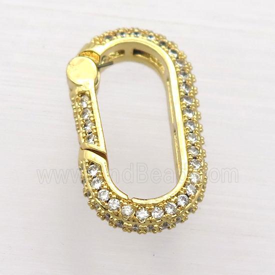 copper Carabiner Lock pendant pave zircon, gold plated