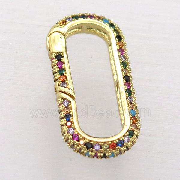 copper Carabiner Lock pendant pave zircon, gold plated
