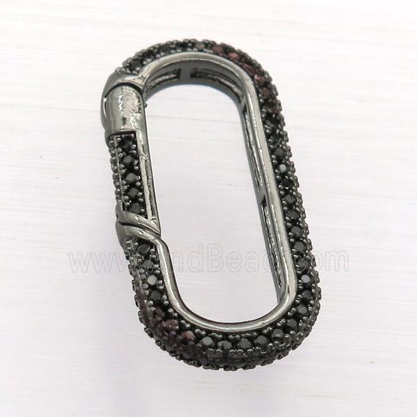 copper Carabiner Lock pendant pave zircon, black plated