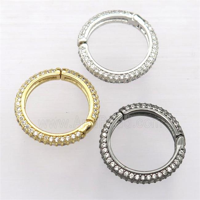copper Carabiner Lock pendant pave zircon, circle, mixed